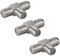3X SAT F-Verbinder | T-Stück | TV Adapter Koax Verbinder Verteiler Splitter Kupplung | 3X F-Buchse | F-Adapter für Antennenkabel Satellitenkabel Koaxialkabel | 3 Stück