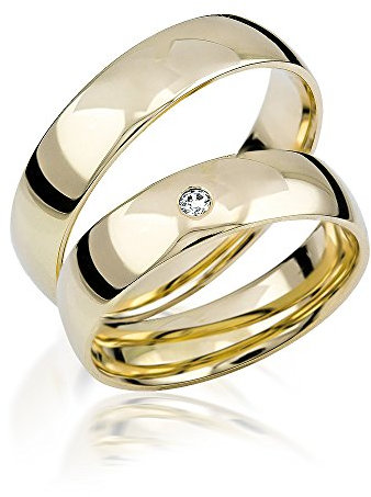 2x 333 Gold Eheringe Partnerringe Trauringe Verlobungsringe 5mm Breit in Gelbgold*mit Gravur und Steinen* J901