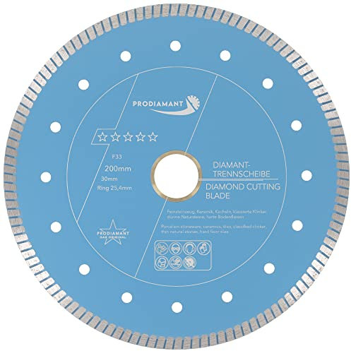 PRODIAMANT F33 Diamanttrennscheibe Ø 200 mm x 30 mm mit Reduktionsring 25,4 mm – für Fliesen, Granit, Naturstein – Nassschnitt mit Wassersäge