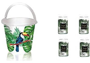 Cerve 4-er Set Limoglas Jungle 450 ml Longdrinkglas Saftglas Wasserglas + Eiseimer 10 Liter
