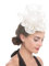 Fascinator Hut Feder Mesh Netz Schleier Party Hut Ascot Hüte Blume Derby Hut mit Clip und Haarband für Frauen Gr. 38, A2-weiß