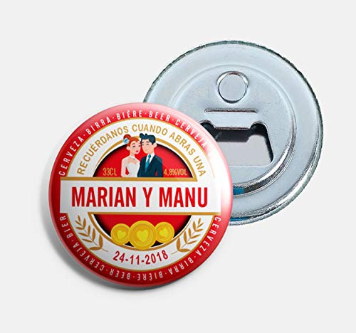 setecientosgramos Chapas Abrebotellas con imán Personalizadas para Bodas | Beer-CC (50)