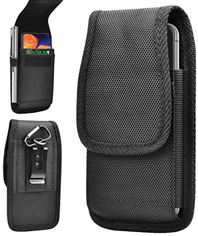 Tiflook for Samsung Galaxy S25 S24 S23 S22 S21 S20 FE S10 S9 A03S A13 A14 A23 A32 A51 A52 A53 A71 Note 20 Ultra Note 10 Plus Holster Nylon Cell Phone Pouch Belt Holder Carrying Case with Clip,Black