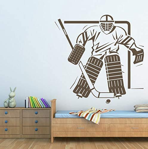 Sport Wandtattoo Schlafzimmer Eishockey Torhüter In Tor Hockey Wandaufkleber Stadium Gym Art Decals Wasserdichte Tapete 56X56Cm