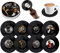 Retro Musique Set of 8 Jazz Legends Vinyl Coasters With Magnetic Bottle Opener | Lovely Music Coasters Bar Gifts For Men & Women | Fantastic Music Lover Gifts Housed In a Metal Tin