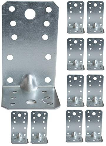Corner Braces Brackets Plates, Heavy Duty Wooden Angle, Metal Steel Sheet Galvanised 3,54 x 1,97 x 2,17 (90 x 50 x 55 mm x2 mm) ART3 Pack of 10pcs