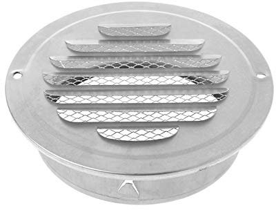 Cubierta de rejilla de ventilación de acero inoxidable POWERTOOL Cubierta de ventilación circular de pared redonda con protección contra insectos para aplicaciones domésticas o industriales (120 mm)