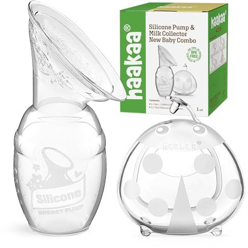 haakaa Manual Breast Pump & Ladybug Breast Milk Collector Combo for Collecting Breastmilk, BPA Free