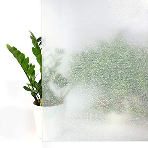 Fensterfolie Blickdicht Selbstklebend 45x240 cm | Klebefolie Fenster Sichtschutz mit Dekor-Effekt | Sichtschutzfolie Fenster Lichtdurchlass für mehr Privatsphäre im Bad oder Büro | Waterdrop Tropfen