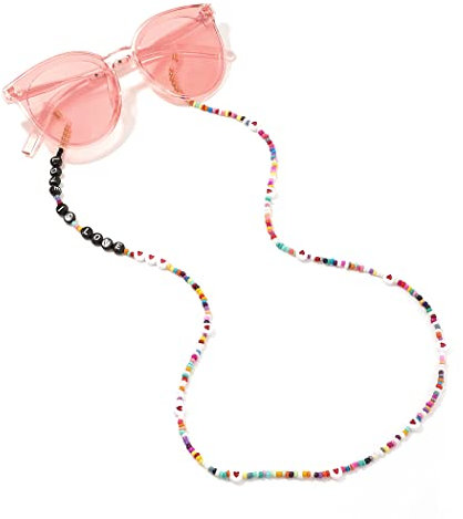 Bohend Boho Sonnenbrillen Kette Bohemien Korn Gesichtsmaskenkette Brief Brillenkette Brillenzubehör Zum Brille und Sonnenbrille