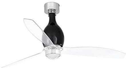 Faro Barcelona 32027-10- MINI ETERFAN LED Ventilador de techo negro mate/transparente con motor DC