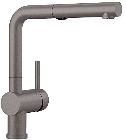 BLANCO 526370 Linus Grifo de cocina de doble rociador de arco bajo, 1.5 GPM, gris metálico