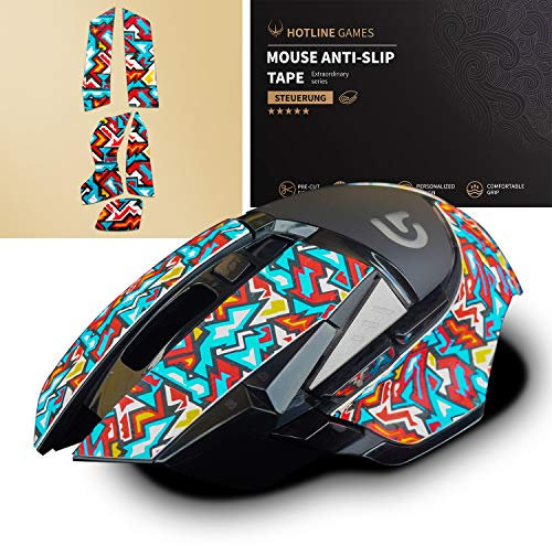 Hotline Games Colorful Mouse Anti-Slip Grip Tape for Logitech G502 Hero / G502 Lightspeed Wireless Gaming Mouse, Non-Fading,Sweat Resistant,Cut to Fit,Easy to Use,Professional Mice Upgrade Kit