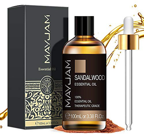 MAYJAM Huile Essentielle de Bois de Santal 100ML de Haute Qualité pour Diffuseur, Humidificateur, DIY, Home, Wardrobes