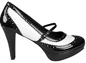 B46322-38 schwarz-weiß Damen French Maid Schuhe High Heels Gr.38