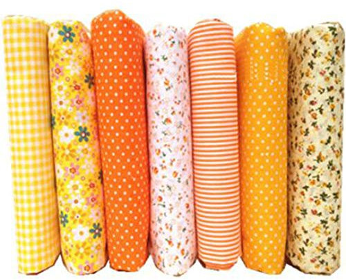 Stoffe zum Nähen,DIY Stoffreste Baumwolle,Baumwollstoff Patchwork Stoffpaket für Kleidung, Bettwäsche, Vorhänge, Puppen, Handtaschen (Orange Gelb, 50 * 50cm)