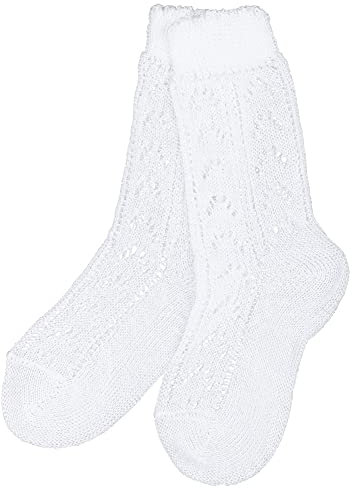 Isar-Trachten Kurze Kinder Socken Häkellook 11041 - Weiß Gr. 19-22