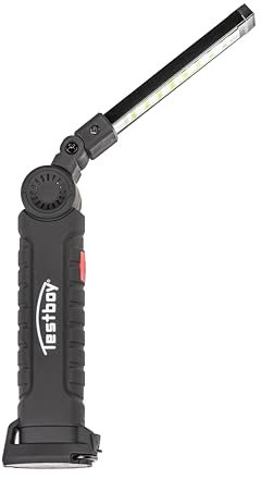 Testboy Light 200 LED-Arbeitsleuchte mit wiederaufladbarem Li-Ion-Akku (bis 270° schwenkbar, Intensitätsstufen 50% oder 100%, inkl. Magnet & Haltehaken, eingebauter Akku, leistungsstark), Schwarz