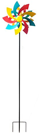 QYLJZB Windrad für den Garten, zweifache Richtung, bunt, mit Gartenstecker, Metall-Windmühlen für Terrasse, Rasen, Garten, Outdoor-Dekorationen