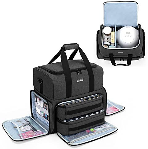 BAFASO Nagellack Aufbewahrung Tasche, Nagellack Tasche Organizer für 80 Flaschen Nagellack (BIS ZU 15 ML), Kosmetiktasche für Nagellack, Nageltrockner und Nagellack Zubehör Set, Schwarz