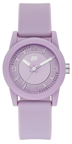 Skechers Reloj para mujer Rosencrans, movimiento de tres manecillas, caja de policarbonato púrpura de 30 mm con correa de silicona, SR6214