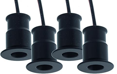 4 Mini LED-Einbauleuchten, 12V 1W 100 Lumen, Lichtwinkel Schmal 30°, Loch 15mm, Ø20X25mm (Schwarz, Warmweiß 3000K)