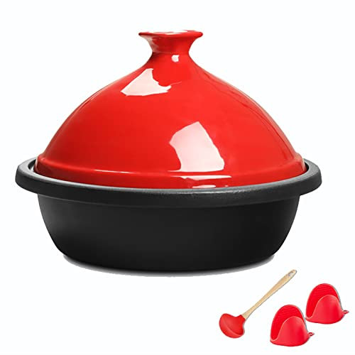 YLWX Tajine Terracotta Marocchina Smaltata, Pentola Tagine a Induzione in Ghisa, Pentola Per Brasiere Di Coccio Fatta a Mano, Pentola a Cottura Lenta (Color : Verde)