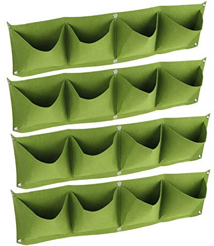 4 Pezzi Borsa per Piante da Appendere a Parete, 4 Tasche Sospese Fioriera da Parete Riutilizzabile Borsa da Coltivazione da Parete per Esterni Giardinaggio Coperto Verticale (2#)