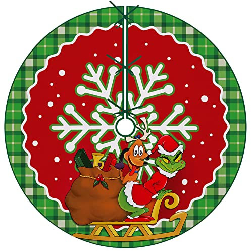 Fzbali Merry Christmas Tree Rock 61 cm Mini Winter Max Schneeflocke Hund Geschenke Künstlicher Weihnachtsbaum Rock, Grün Büffel Plaid Karo Rustikale Heimdekoration Neujahr Party Bauernhaus Dekor