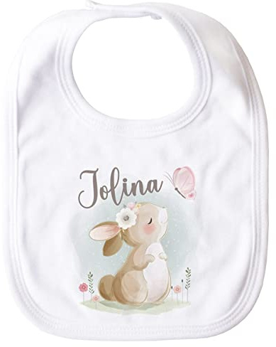SpecialMe® personalisiertes Baby Lätzchen mit Namen Tiermotive Bär Hase Fuchs personalisierte Geschenke Baumwolle