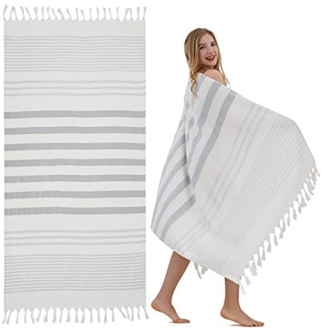 Winthome Strandtuch Weich- Strandhandtuch Bambus-Baumwolle Leicht Platzsparend, Hamamtuch Saugstark, Schnelltrocknend, Badetuch Sandfrei, Handtuch für Damen Herren Saunahandtuch (150x75cm, 1 Pack)