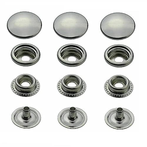 ISTA TOOLS Druckknöpfe Silber Ringfeder, Ring-Feder-Buttons, R-Feder-Snaps, Messing, rostfrei, vierteilig Metallknöpfe (5 Stück - 12,5 mm)