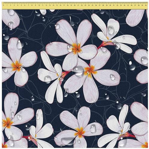 DreamRoots Segeltuch Wasserdicht - Polsterstoff Meterware 160 cm breit - Wasserabweisender Stoff 220 g/m2 600D - Markisenstoff Wasserdicht Meterware Hand Draw Floral 1M