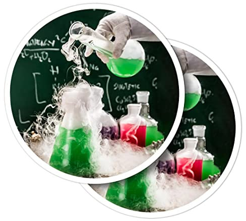 Vinyl Round Stickers (Set of 2) 10cm - Chemistry Chemicals Science Lab for Laptops, Tablets, Luggage, Scrap Booking, Fridges #63051