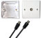 Aerial TV Socket with Back Box and Aerial Lead Male to Male COAXIAL Wall Socket Plate TV