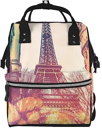 BONDIJ Windmühlen bedruckte Wickeltasche Organisationstaschen, große Kapazität Multifunktions Wickeltasche Rucksack, Vintage Eiffelturm, One size