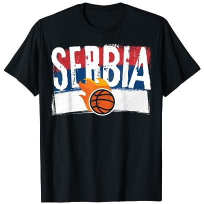 Serbien Basketball Feuer Vintage Streetwear T-Shirt