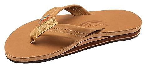 Rainbow Sandals Herren Leder Doppelschicht mit Arch Wide Strap, Cafe, 7.5-8.5