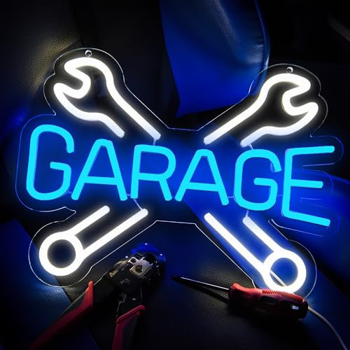 Brineon Garage Neon Sign Car Store Garage Led Sign Personalized Led Garage Light Sign for Wall Decor Custom Neon Sign for Man Cave Auto Repair Shop Workshop Birthday Gift,Size14.5 * 11inch(ZYLD074)