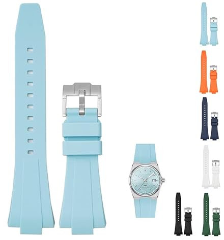 Schnellverschluss-Gummiband für Tissot PRX Powermatic 80, 11 mm, 35 mm, Ersatz-Uhrenarmband mit Schnalle für Tissot PRX-Serie, mehrere Farben (Türkis)
