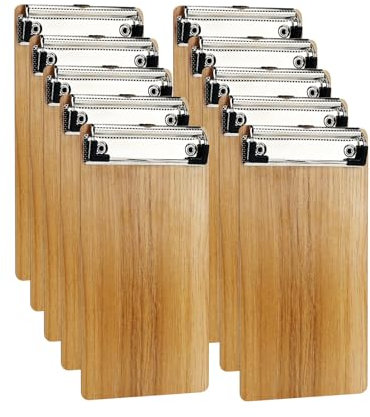 (10 Stück) Klemmbrett Holz A6,Schreibbrett Klemmbretter mit Metalklemme und Aufhängeose, Schreibplatte für Büro,Restaurant,Schule