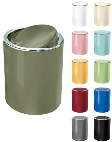 KW Clappe 5Ltr Plastic Swing Bathroom/Kitchen/Small Waste/Office Bin (Oliv Green)