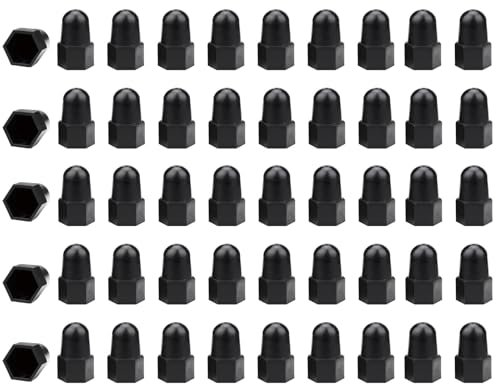 Leliafleury Hex Nut Cover 50Pcs Plastic Higher Dome Bolt Nut Protection Caps Cover for Bolts, Hex Hexagon Screws (Black, M18*27 * 50)