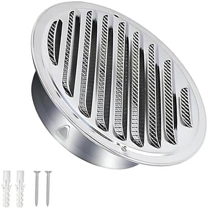 YOUZMY 1 pezzi Griglia di ventilazione in acciaio inossidabile 304 Griglia terminale 100 mm, Griglia di scarico rotonda in acciaio inossidabile, Griglia di scarico dell'aria per cucine e bagni