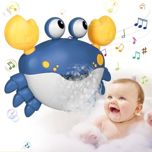 DBREAKS Jouets de Bain avec Musique, Machine à Bulles de Crabe, pour Enfants en Mousse, Cadeaux, Jouets d'eau, Bulles(Crabe Bleu)