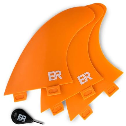 Eisbach Riders Planche de surf FCS Thruster Fin Set avec clé fin (taille G5 Medium) – Palmes pour planche de surf et SUP (orange)