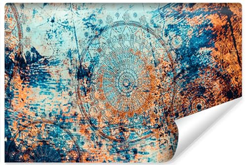 Muralo - Fototapete 3d Effekt - Selbstklebende Tapete 3d - Tapeten für Wohnzimmer Schlafzimmer - Fototapete selbstklebend - Buntes Mandala Motiv - Br.416cm x Hö.290cm