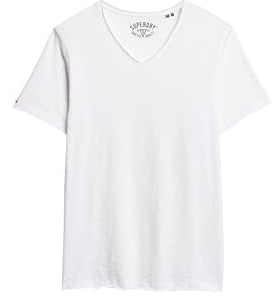 Superdry Herren T-Shirt aus Flammgarn mit unversäuberten Kanten und V-Ausschnitt Weiss XL
