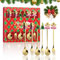Juego de 6 Cubiertos de Navidad,Cucharas de Navideñas,Cucharas Doradas para Tartas,Cubiertos de Navidad con Caja de Regalo, Apto para bar, decoración de mesa