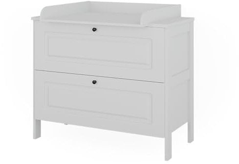 VitaliSpa Wickelkommode Ajaton, Wickelaufsatz für die Kommode, Weiß, 108 x 98 cm mit 2 Schubladen